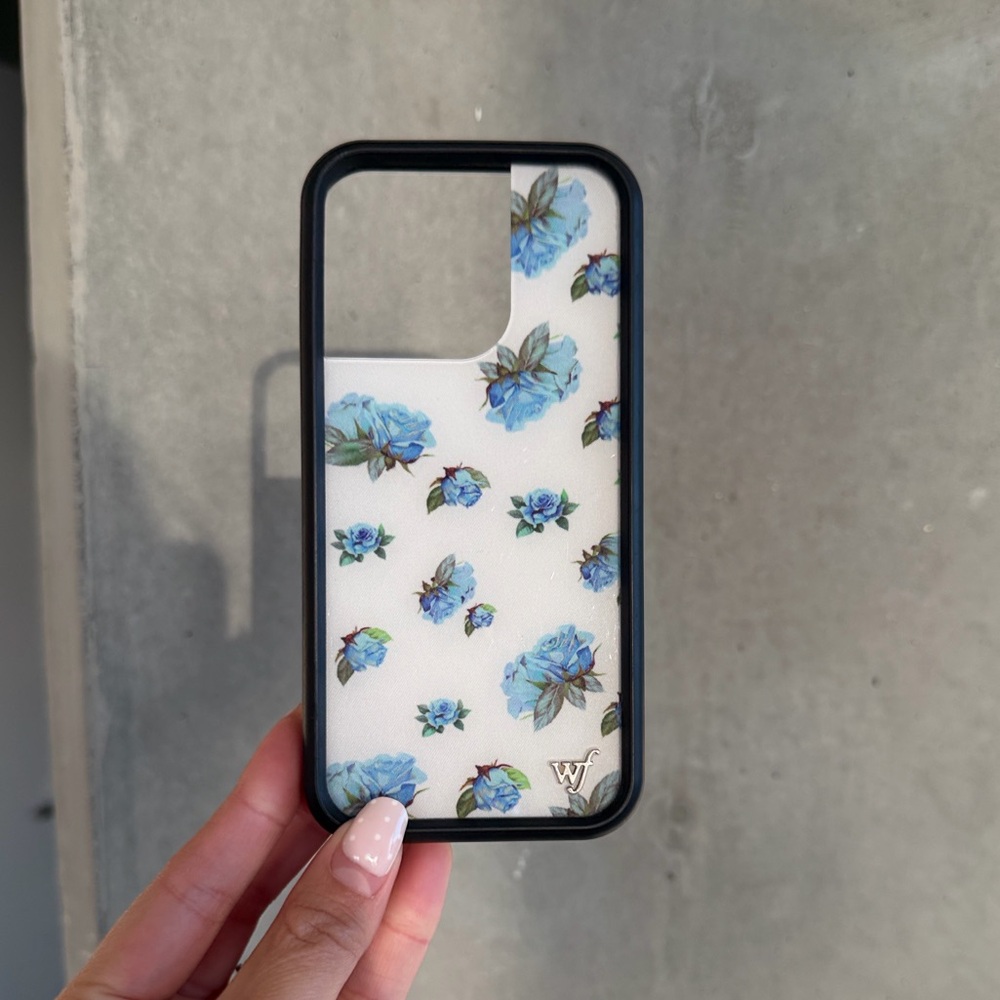 Wildflower Blue Rose Protective Phone Case - White & Blue